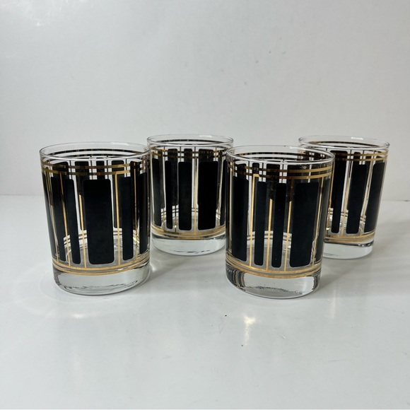 Culver Other - Culver Signed ServeMates Black and Gold Stripe Old Fashion Glasses Set of 4